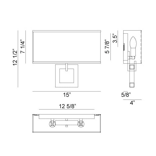 Matteo W55002 Wall Sconce Collections 2-lt 15" Wall Sconce