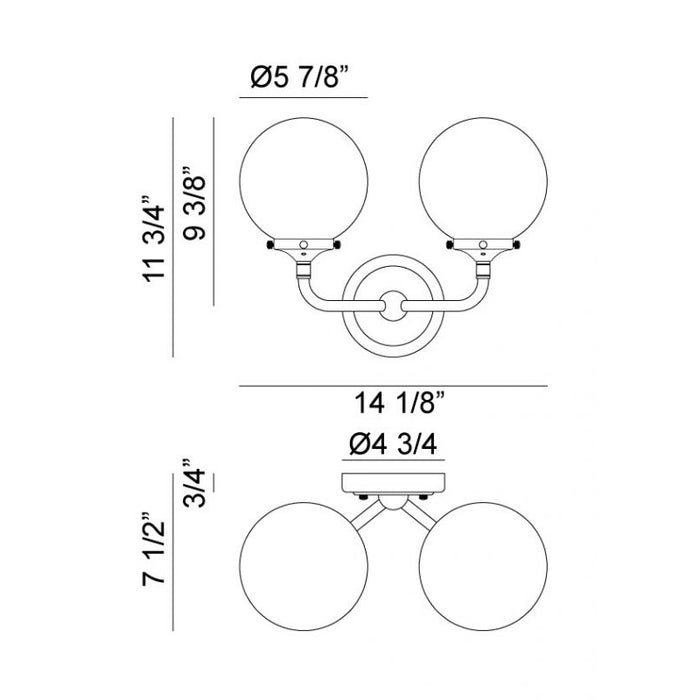 Matteo W58202 Particles 2-lt 14" Wall Sconce