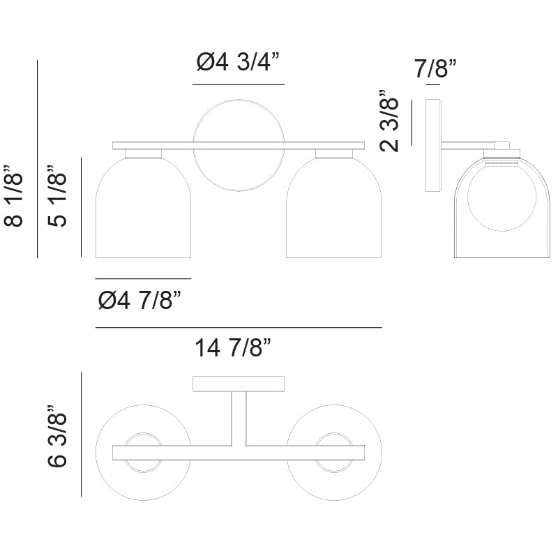 Matteo W60702 Derbishone 2-lt 15" Wall Sconce