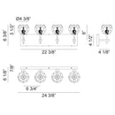 Matteo W61404 Rosa 4-lt 24" Wall Sconce