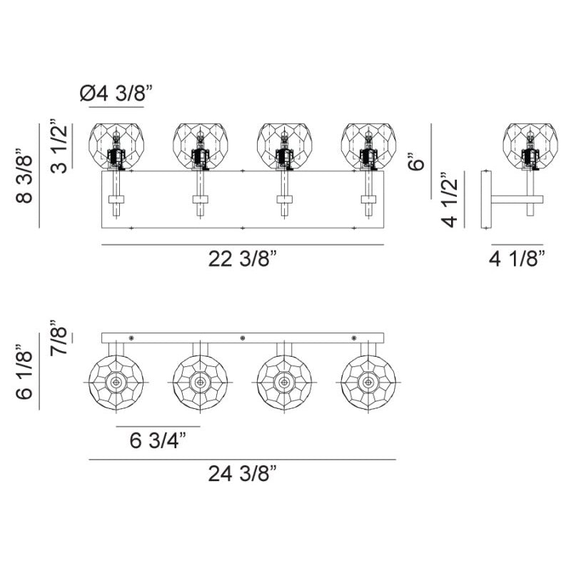 Matteo W61404 Rosa 4-lt 24" Wall Sconce