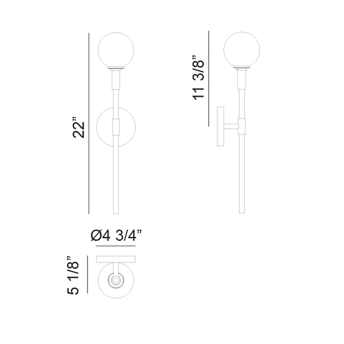 Matteo W64801 Candelstix 1-lt 22" Tall Wall Sconce