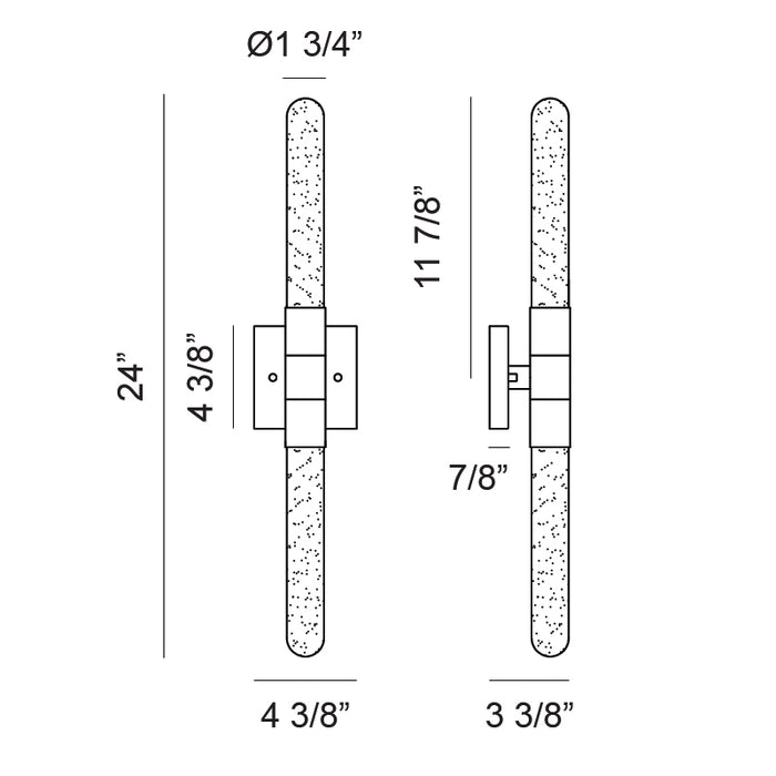 Matteo W65802 Aydin 2-lt 24" Tall LED Wall Sconce