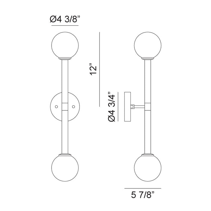 Matteo W75322 Stellar 2-lt 24" Tall Wall Sconce