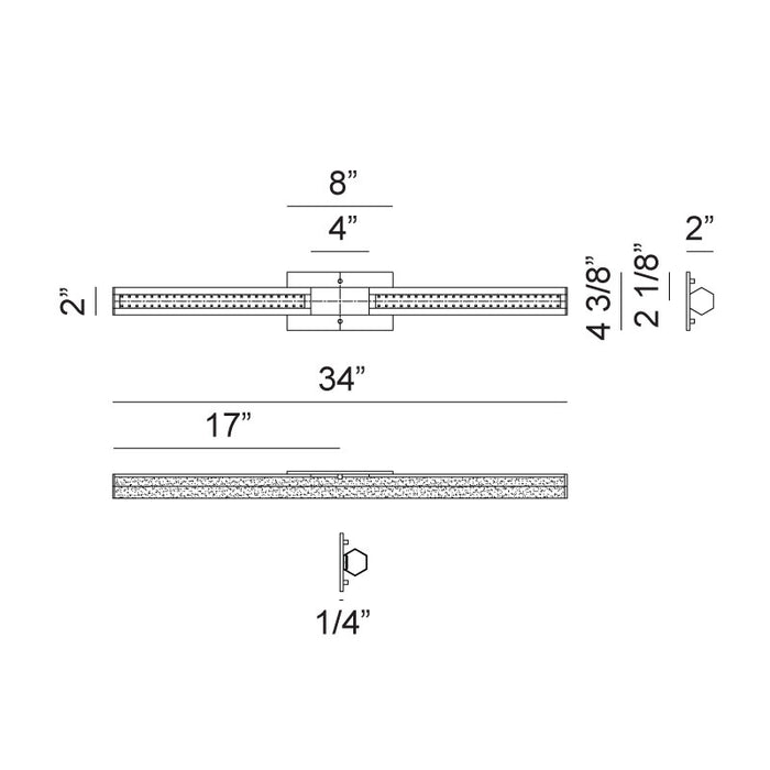 Matteo W79634 Rowan 2-lt 34" LED Wall Sconce