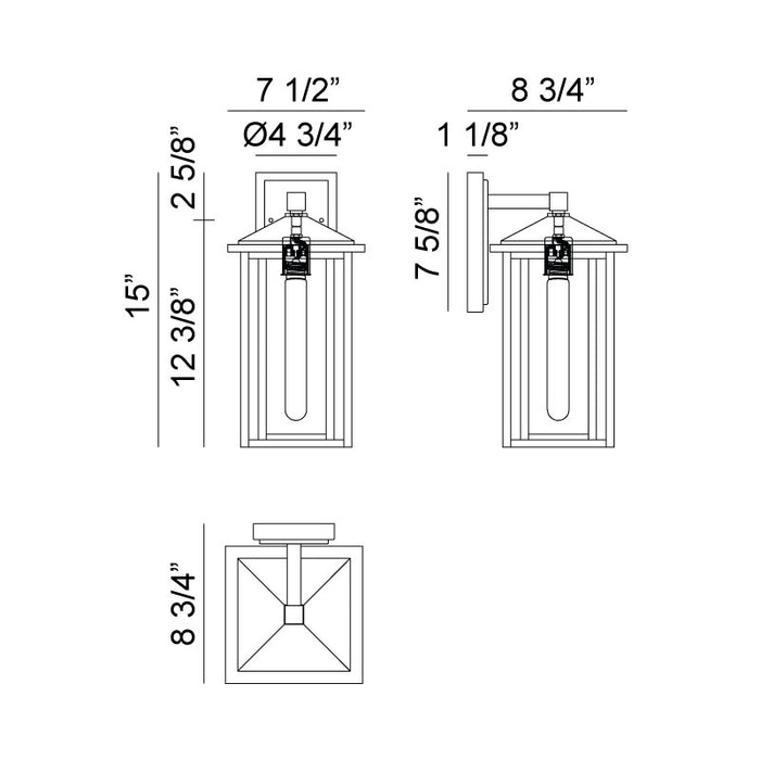 Matteo W81201 Caldwell 1-lt 15" Tall Outdoor Wall Light