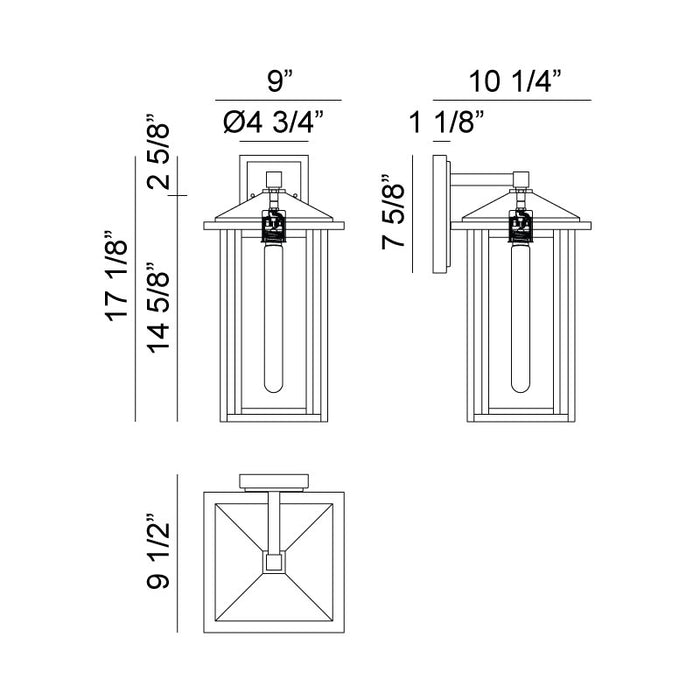 Matteo W81202 Caldwell 1-lt 17" Tall Outdoor Wall Light