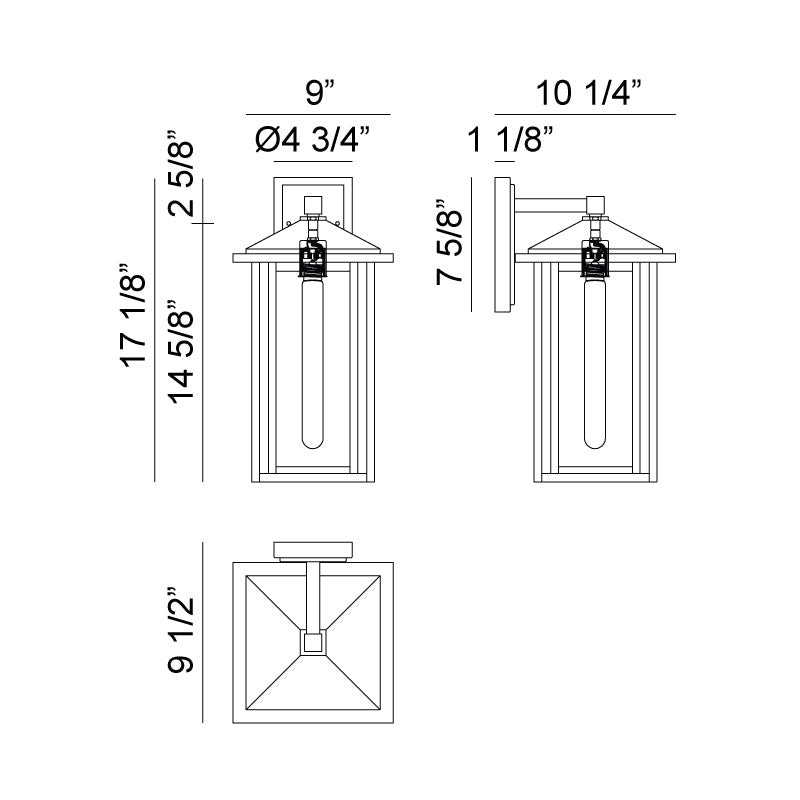 Matteo W81202 Caldwell 1-lt 17" Tall Outdoor Wall Light