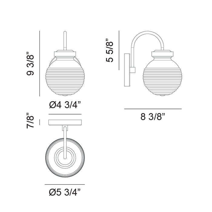 Matteo W84001 Ridge 1-lt 9" Tall Wall Sconce