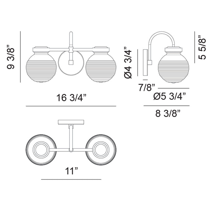 Matteo W84002 Ridge 2-lt 17" Wall Sconce