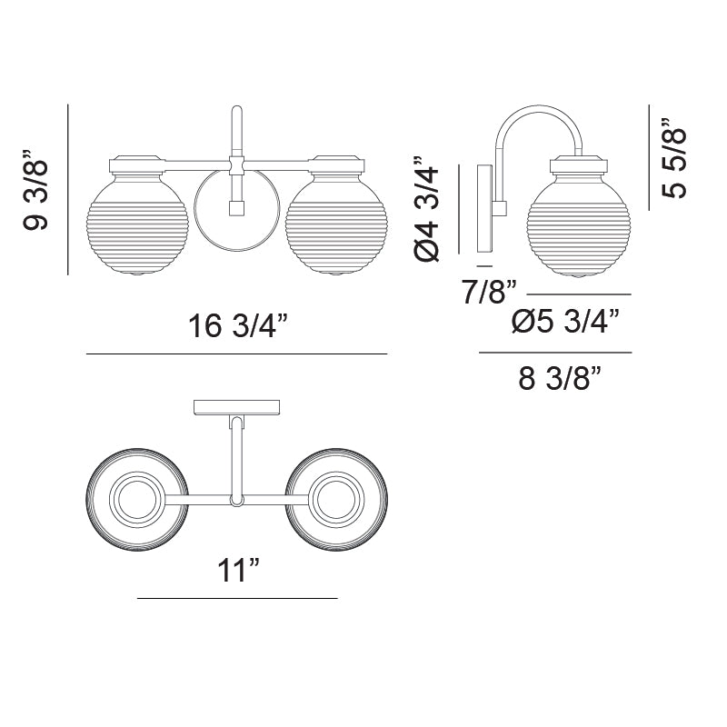 Matteo W84002 Ridge 2-lt 17" Wall Sconce