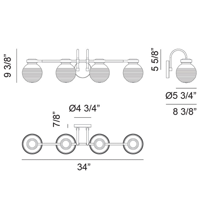 Matteo W84004 Ridge 4-lt 34" Wall Sconce