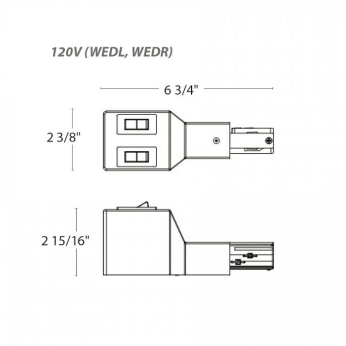 WAC WEDR-1/2A W System Track Current Limiter - Right, 120V