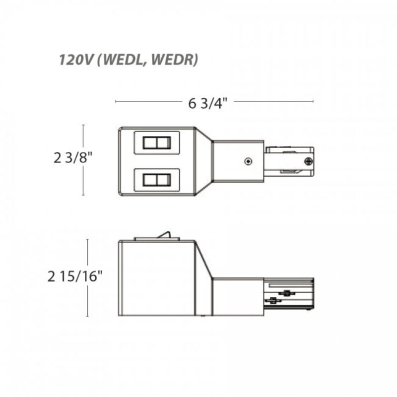 WAC WEDL-1/2A W System Track Current Limiter - Left, 120V