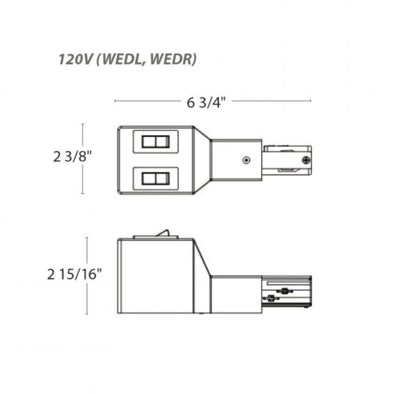 WAC WEDR-1A W System Track Current Limiter - Right, 120V
