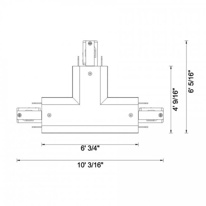 WAC WRTC-RT W System Flanged Recessed "T" Connector - Right, 120V