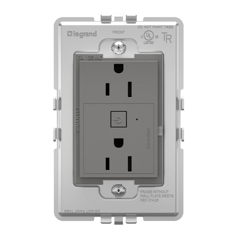 Adorne WNAR153 15A Smart Outlet with Netatmo Plus Size - Magnesium