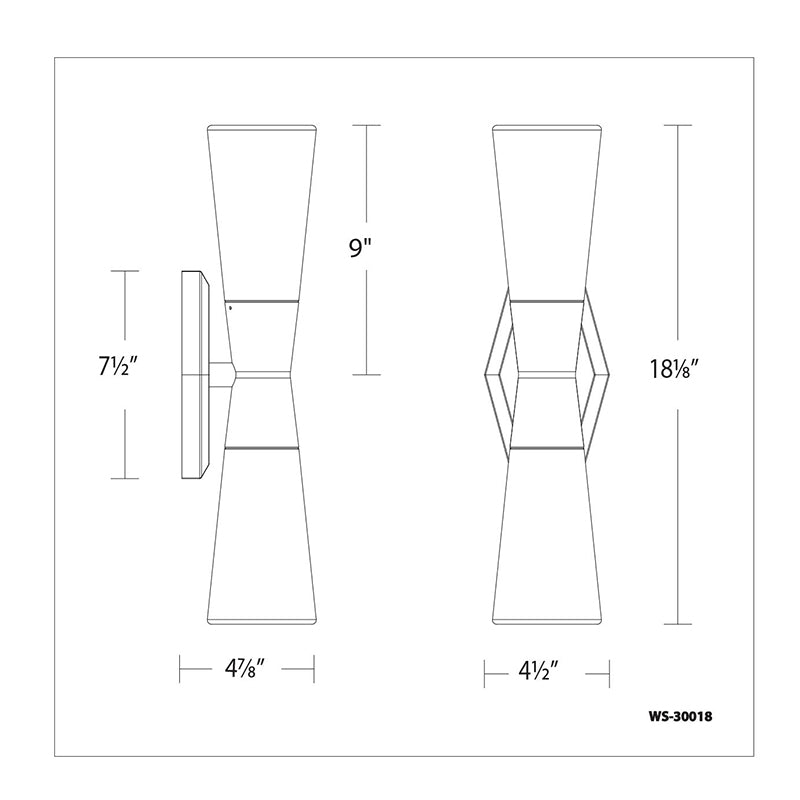 dweLED WS-30018 Locke 18" Tall LED Wall Sconce