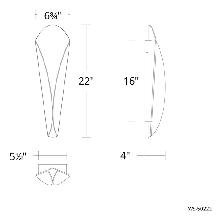 Modern Forms WS-50222 Fleur 1-lt 22" Tall LED Wall Sconce