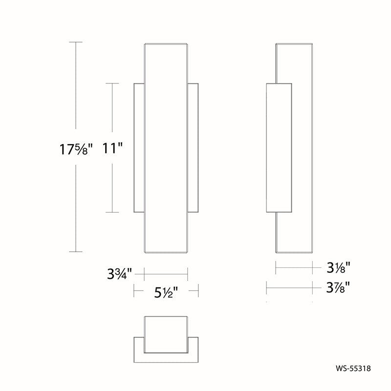 dweLED WS-55318 Volga 1-lt 18" Tall LED Wall Sconce