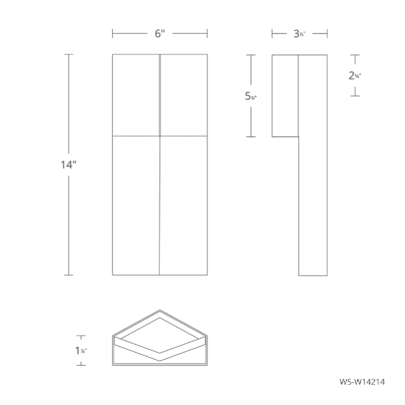 Modern Forms WS-W14214 Dusk 1-lt 14" Tall LED Outdoor Wall Sconce