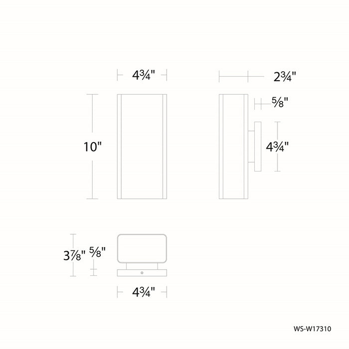 dweLED WS-W17310 Edgey 1-lt 10" Tall LED Outdoor Wall Sconce