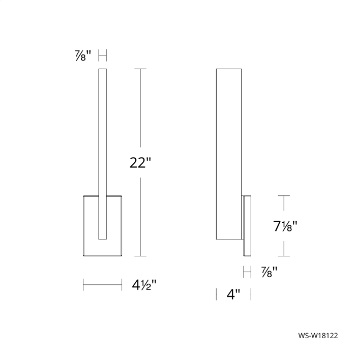 Modern Forms WS-W18122 Mako 22" Tall LED Outdoor Wall Light