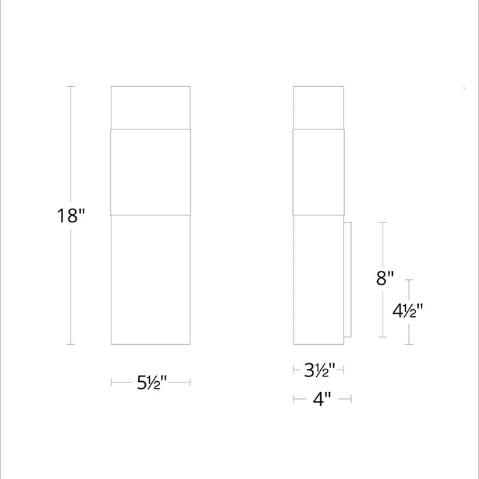 Modern Forms WS-W18218 Monarch 1-lt 18" Tall LED Outdoor Wall Sconces