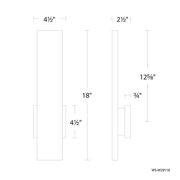 dweLED WS-W29118 Stag 18" Tall LED Outdoor Wall Sconce