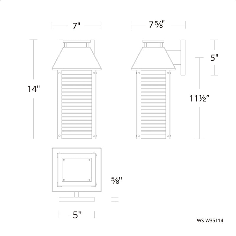 dweLED WS-W35114 Faulkner 14" Tall LED Outdoor Wall Sconce