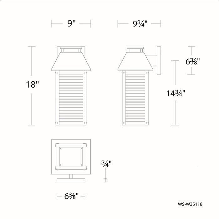 dweLED WS-W35118 Faulkner 18" Tall LED Outdoor Wall Sconce