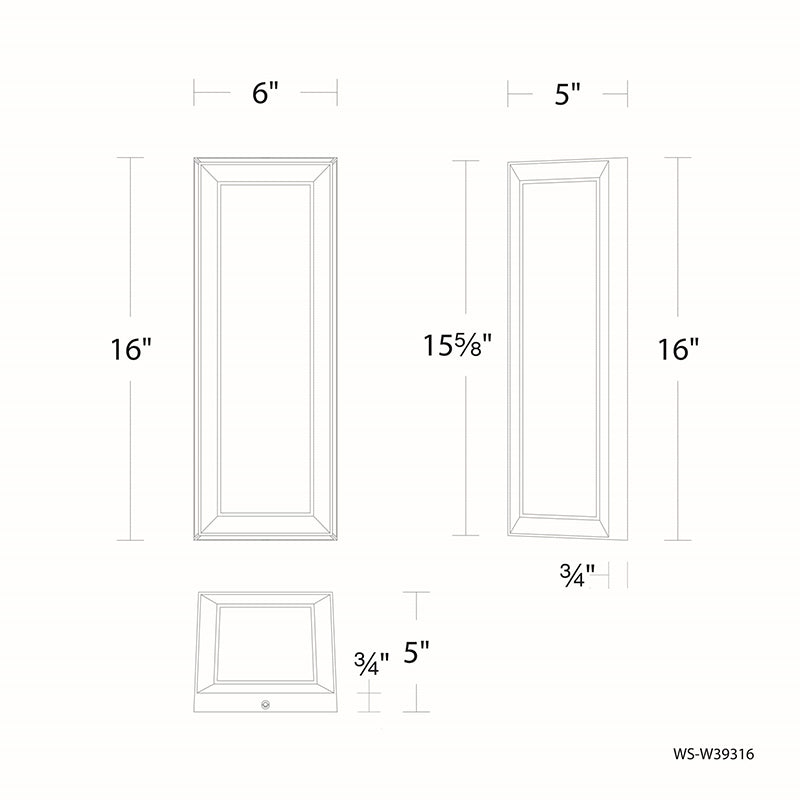 dweLED WS-W39316 Argo 1-lt 16" Tall LED Outdoor Wall Sconce