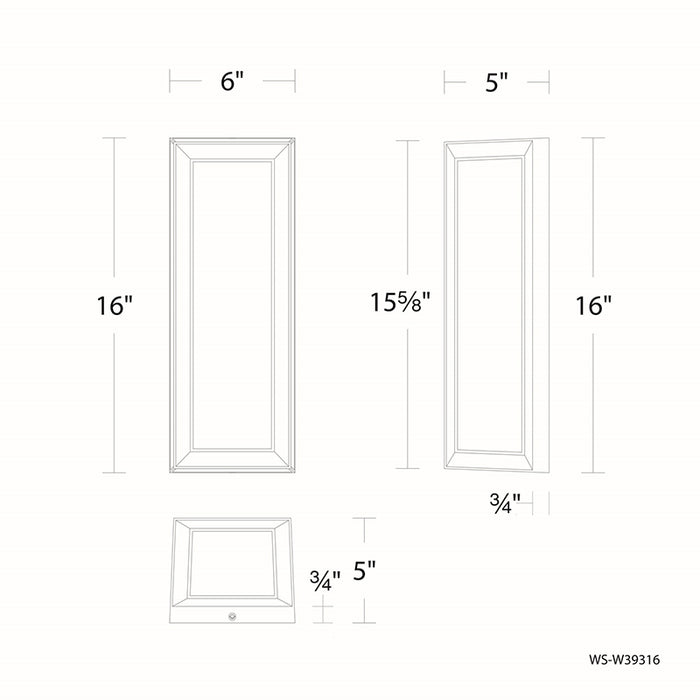 dweLED WS-W39316 Argo 1-lt 16" Tall LED Outdoor Wall Sconce