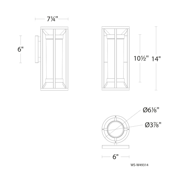 dweLED WS-W49314 Roslyn 1-lt 14" Tall LED Outdoor Wall Sconce