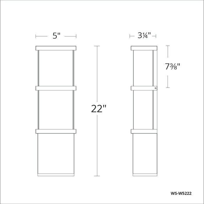 Modern Forms WS-W5222 Elevation 1-lt 22" Tall  LED Outdoor Wall Light