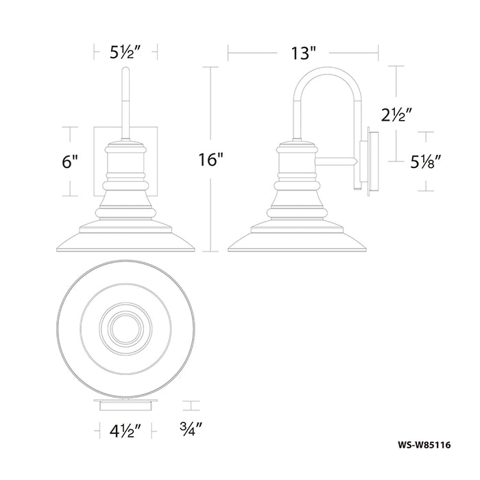 dweLED WS-W85116 Nantucket 16" Tall LED Outdoor Wall Sconce