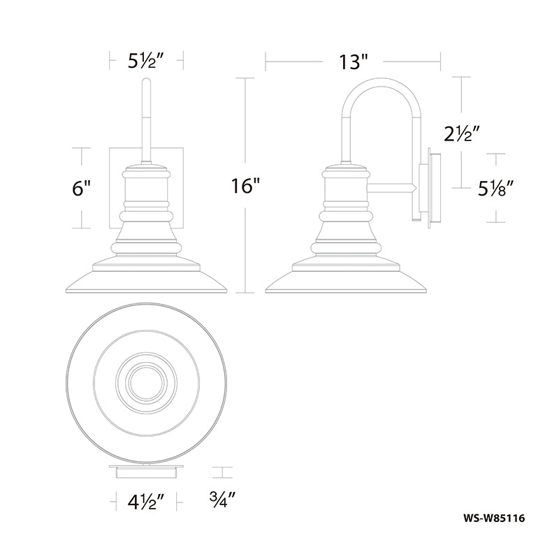 dweLED WS-W85116 Nantucket 16" Tall LED Outdoor Wall Sconce