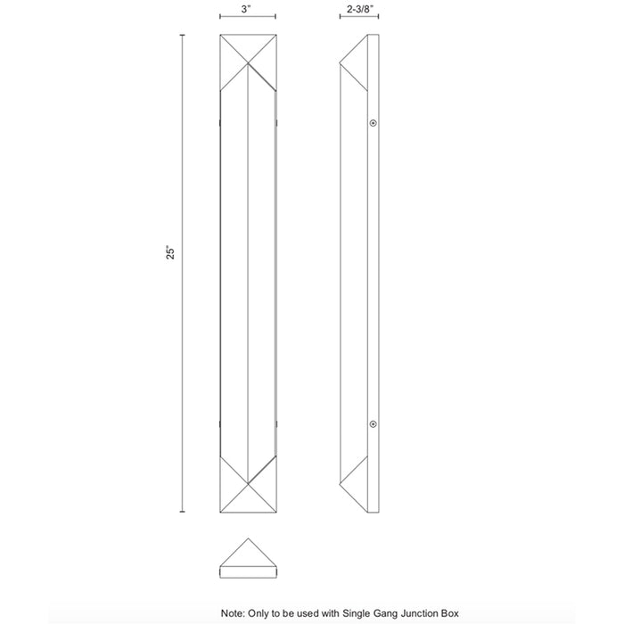 Alora WV323225 Caesar 1-lt 25" Tall LED Wall Sconce