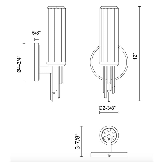 Alora WV335103 Torres 1-lt 12" Tall Wall Sconce