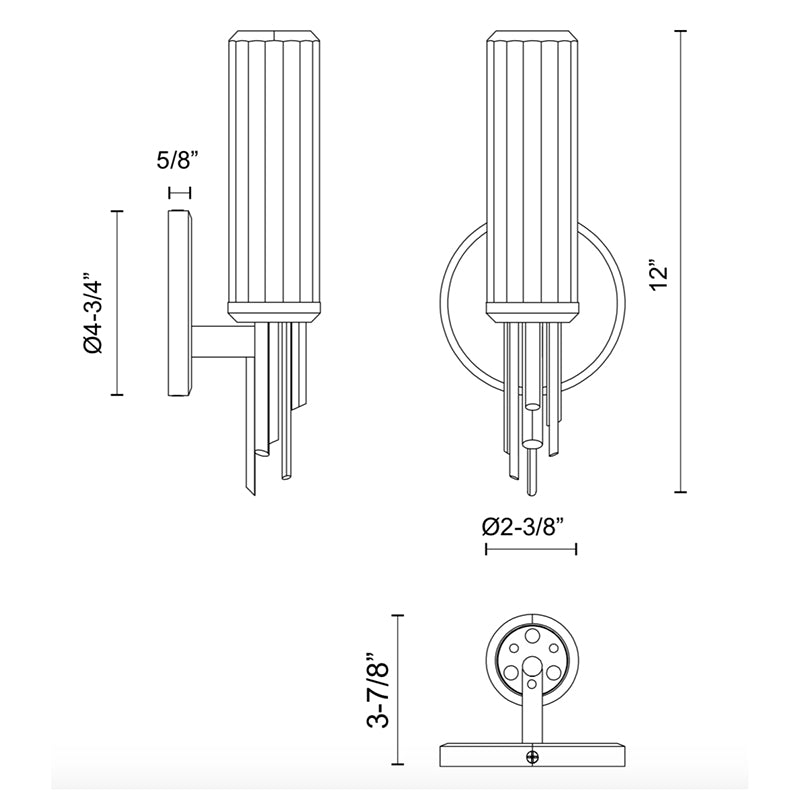 Alora WV335103 Torres 1-lt 12" Tall Wall Sconce