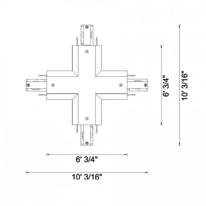 WAC WXC-RT W System Flanged Recessed "X" Connector