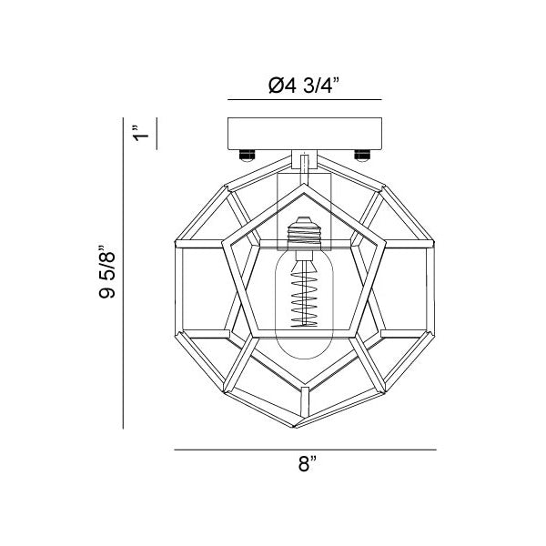 Matteo X54601 Geometry Series 1-lt 8" Semi Flush