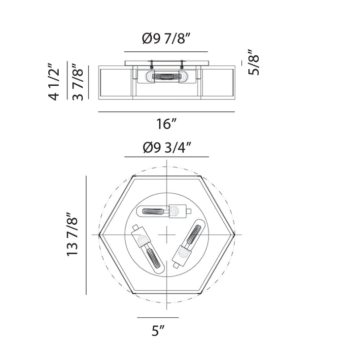 Matteo X64503 Creed 3-lt 16" LED Flush Mount