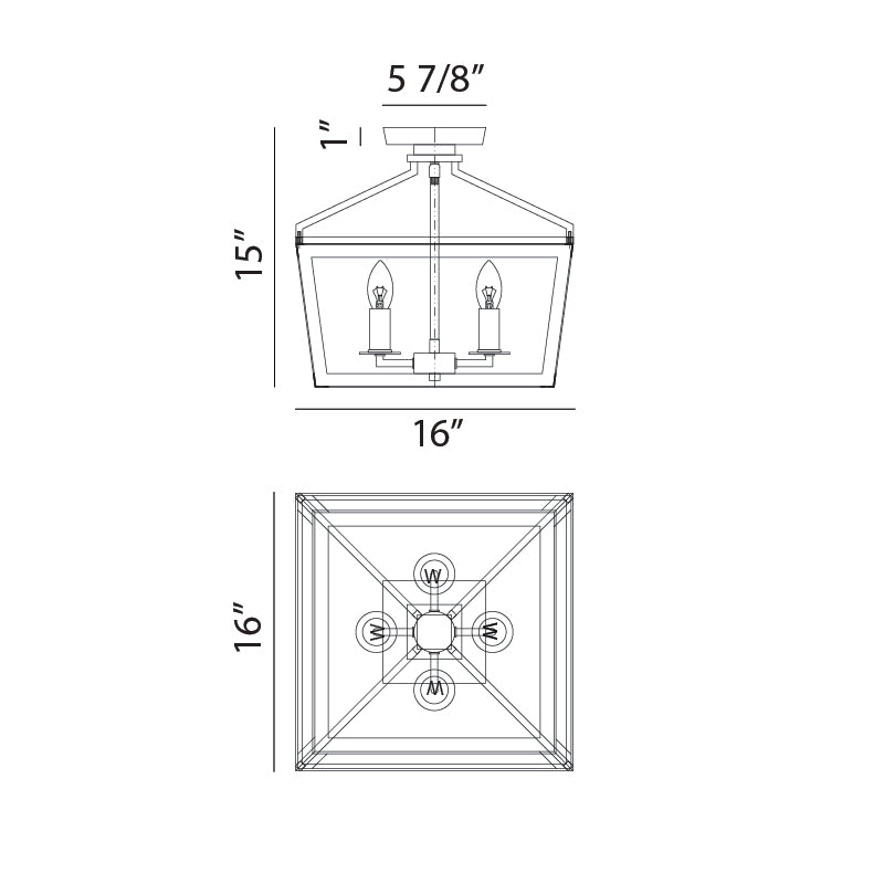 Matteo X67004 Mavonshire 4-lt 16" Semi Flush Mount