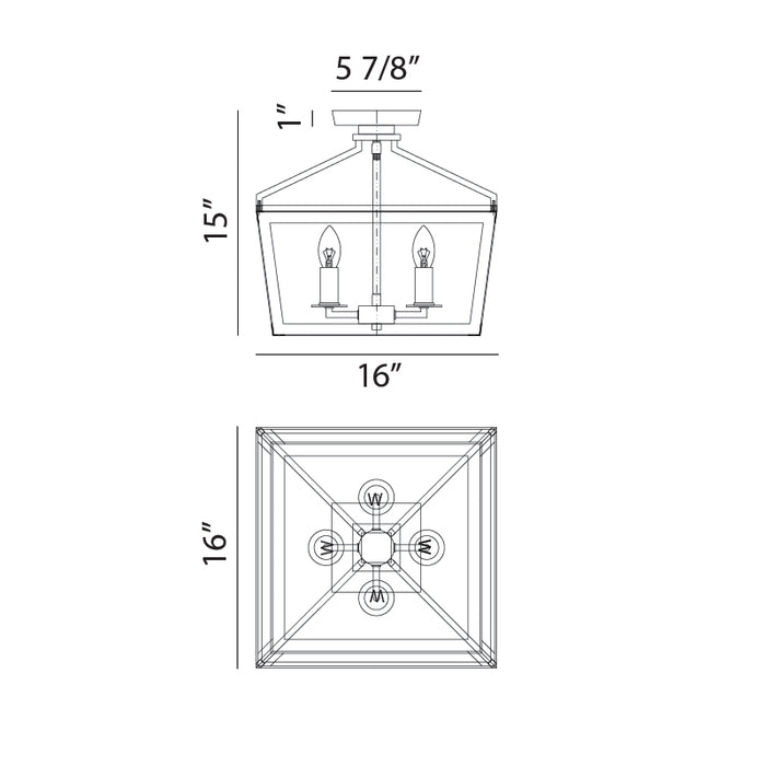 Matteo X67004 Mavonshire 4-lt 16" Semi Flush Mount
