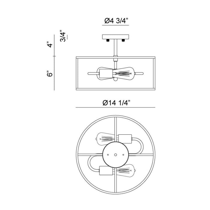 Matteo X71602 Candid 2-lt 14" Semi Flush