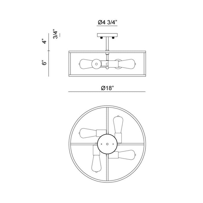 Matteo X71604 Candid 4-lt 18" Semi Flush