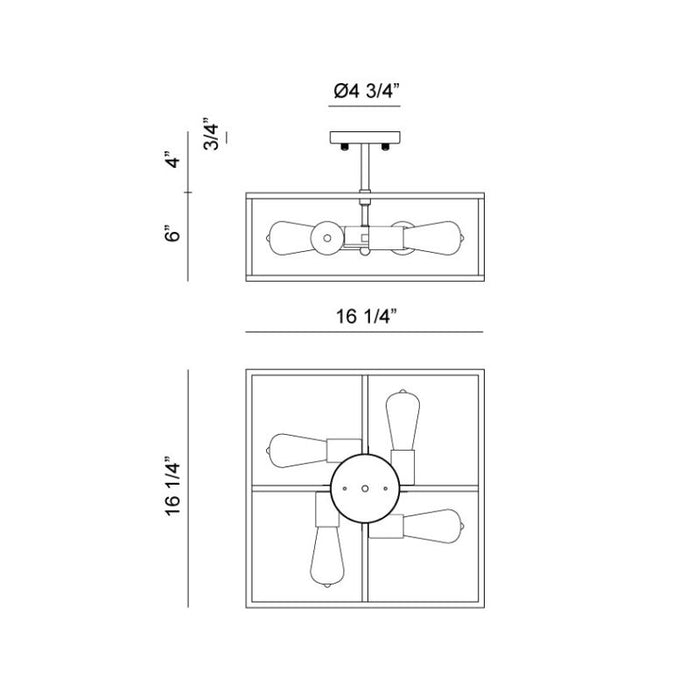 Matteo X71644 Candid 4-lt 16" Semi Flush