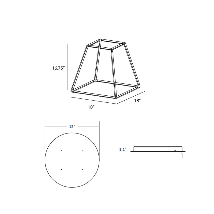 Koncept ZBP-16-RS Z-Bar Rise Square 8-lt 18" LED Pendant