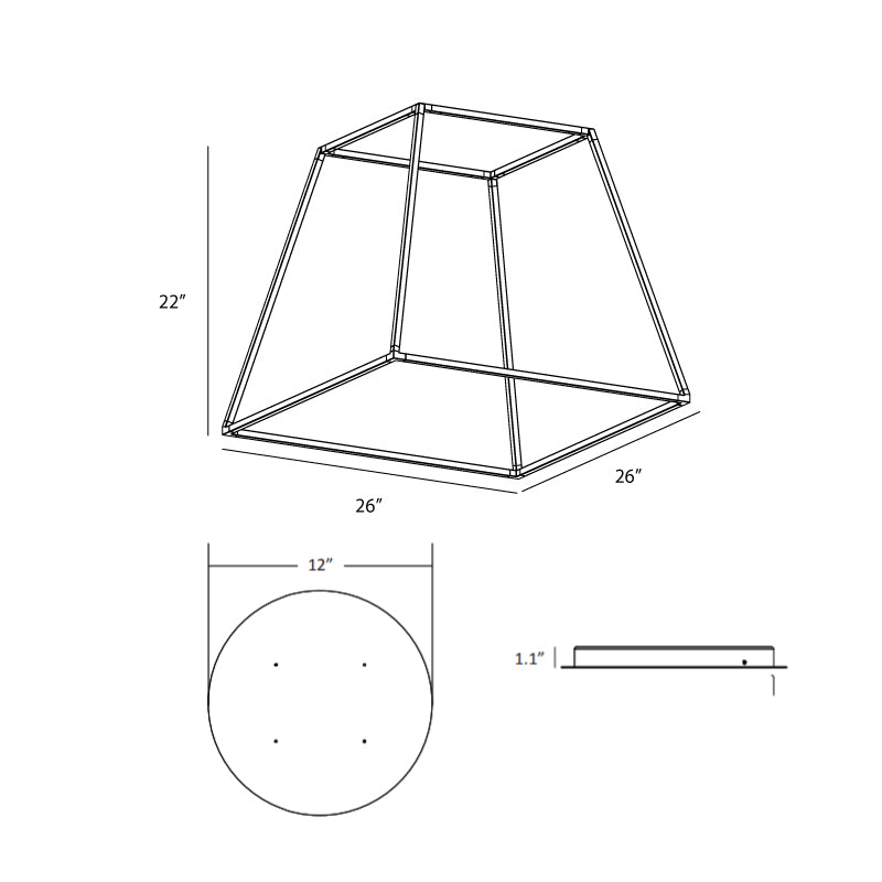 Koncept ZBP-24-RS Z-Bar Rise Square 8-lt 26" LED Pendant